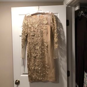 David Meister size 10, gold lace dress.